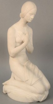 MARBLE SCULPTURE GIRL KNEELING