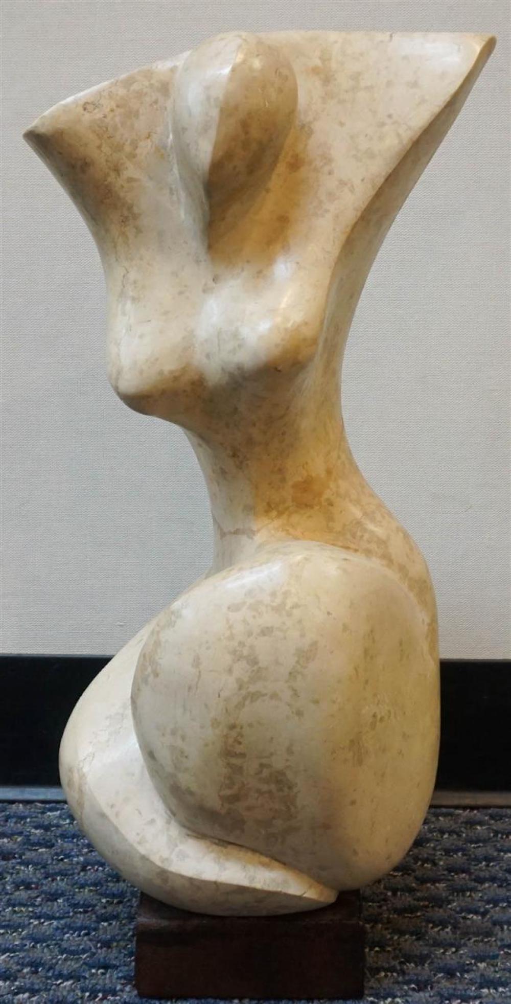 MARBLE SCULPTURE OF FEMALE TORSO ON