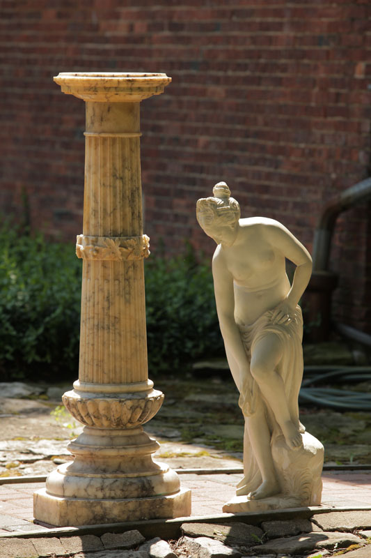 ***MARBLE STATUE WITH PEDESTAL. 