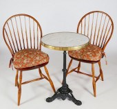 MARBLE TOP BISTRO TABLE AND PA