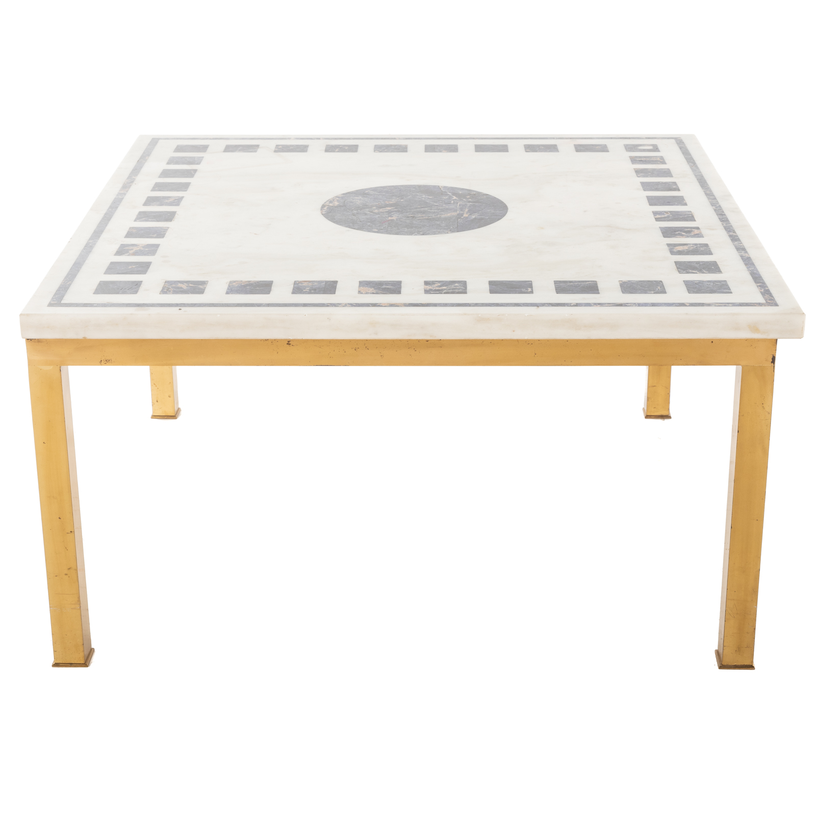 MARBLE TOP & BRASS COFFEE TABLE
