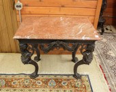 MARBLE-TOP BRONZE CENTER TABLE