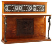 MARBLE-TOP BURLWOOD CONSOLE TA