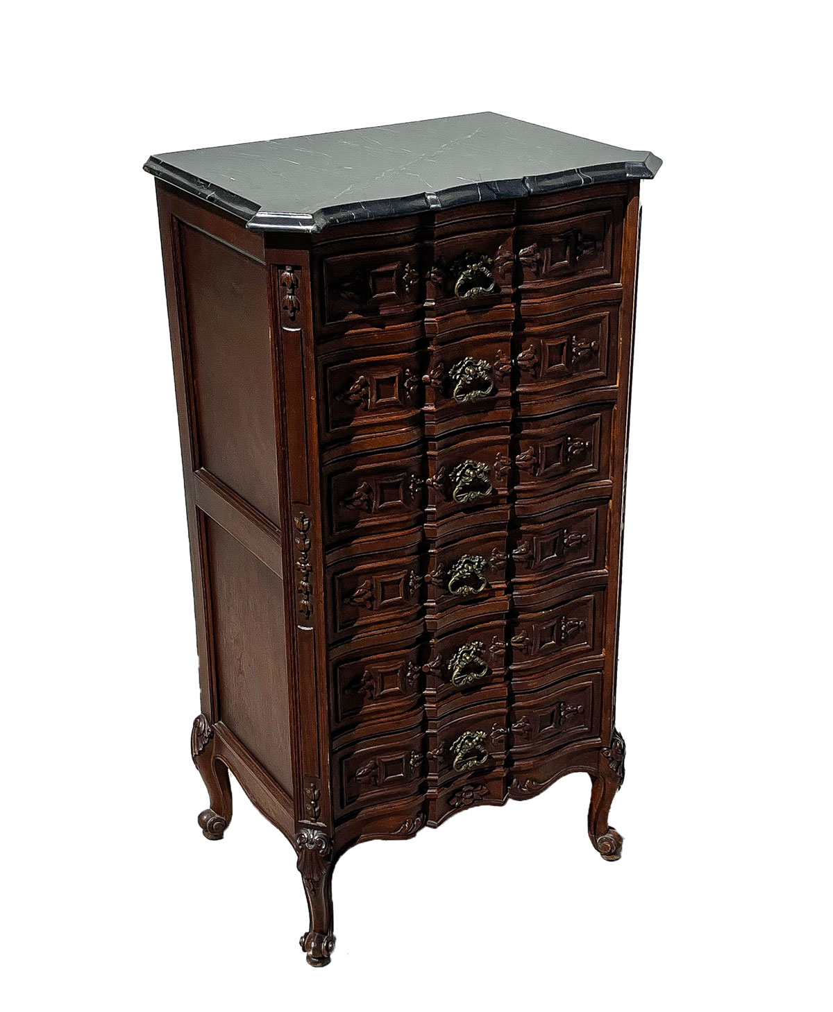 MARBLE TOP CARVED LINGERIE CHEST: 6