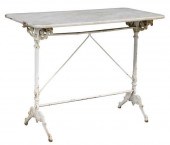 MARBLE-TOP CAST IRON BISTRO TA