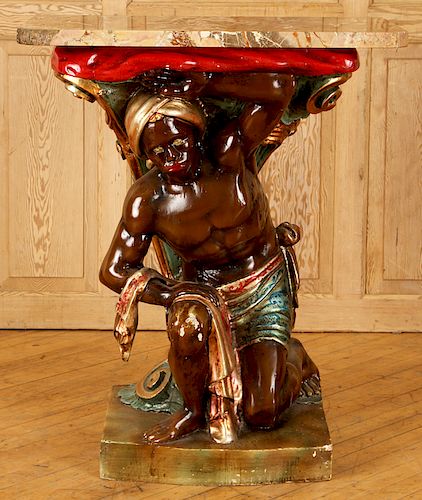 MARBLE TOP CONSOLE POLYCHROMED WOOD
