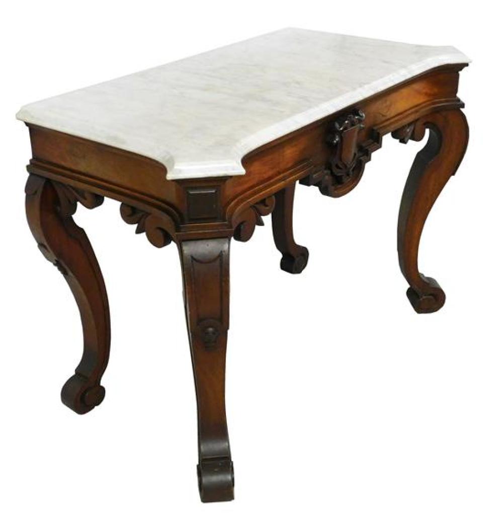 MARBLE TOP CONSOLE TABLE, WHITE