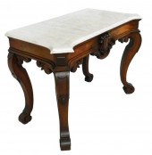 MARBLE TOP CONSOLE TABLE, WHIT