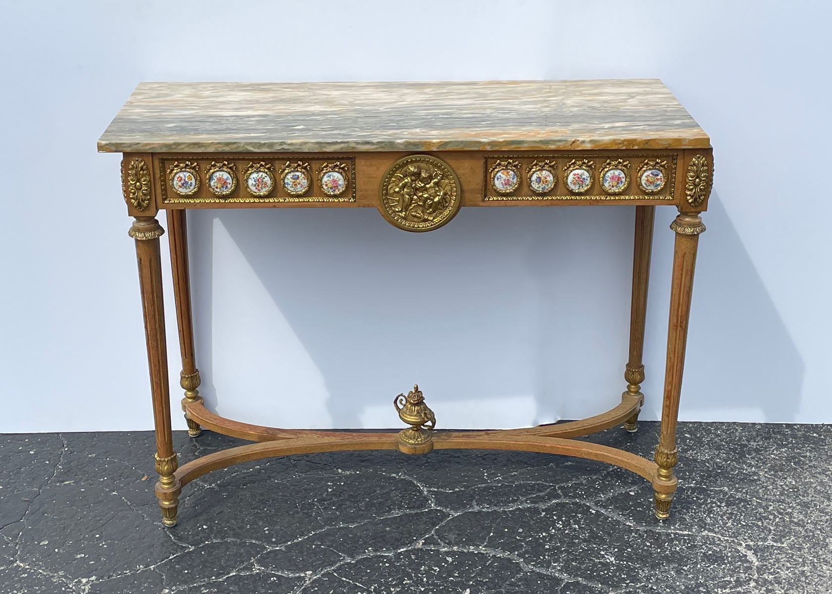 MARBLE TOP CONSOLE TABLE WITH