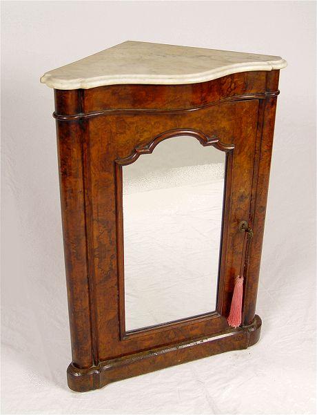 MARBLE TOP CORNER SIDE CABINET: