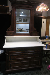 MARBLE TOP DRESSER WITH BEVELE