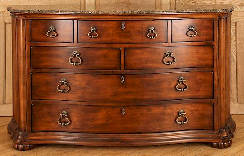 MARBLE TOP DRESSER WITH BRASS