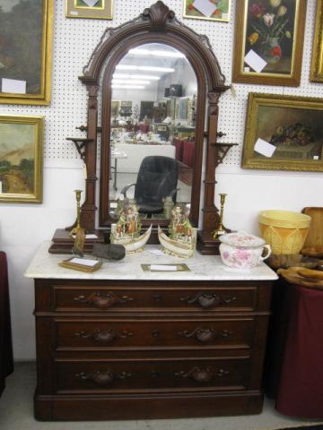 Marble Top Dresser with Mirror
