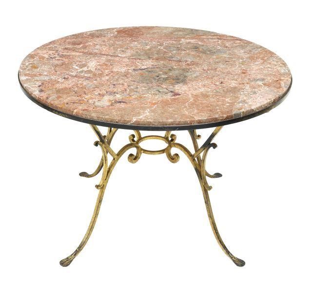MARBLE-TOP GILT IRON ROUND CENTER