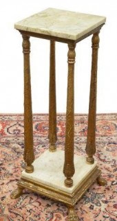 MARBLE-TOP GILTWOOD PEDESTAL O
