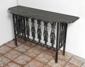 MARBLE TOP IRON TABLE: Iron ha