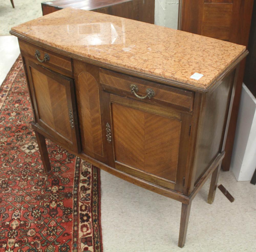 MARBLE-TOP MAHOGANY BOW-FRONT