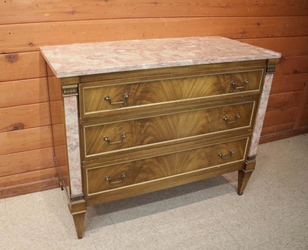 MARBLE-TOP MAHOGANY CHEST OF