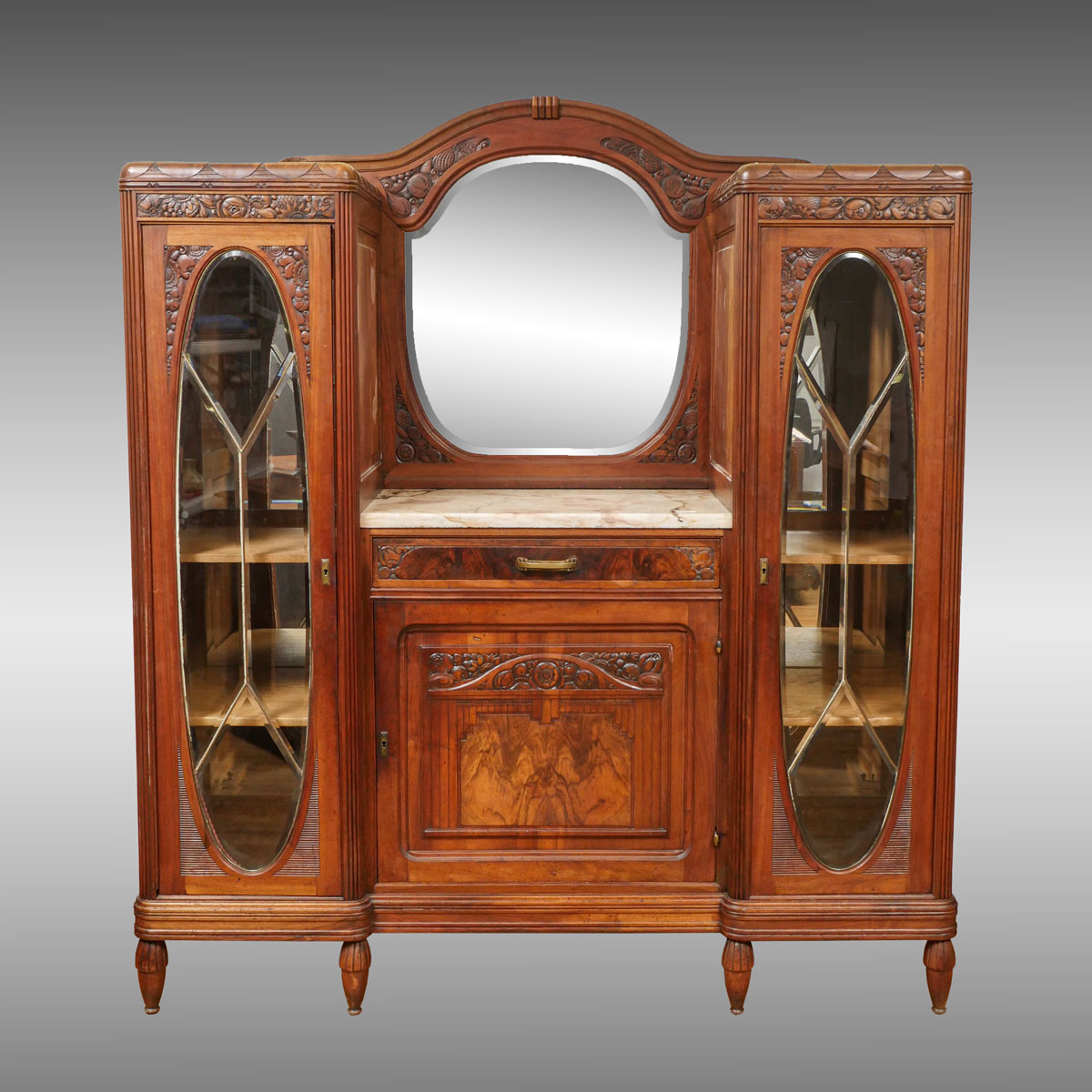MARBLE TOP MIRRORED CABINET: Marble