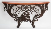 MARBLE TOP MOUNTED WROUGHT IRO
