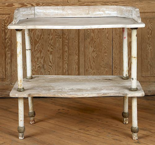 MARBLE TOP POTTING TABLE WITH