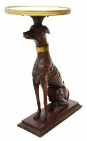 MARBLE-TOP SEATED GREYHOUND SI