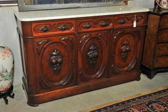 MARBLE TOP SERVER. Mahogany