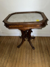 MARBLE TOP TABLE - BLACK WALNU