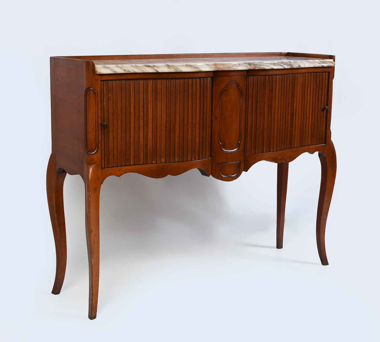 MARBLE TOP TAMBOUR CABINET: Gallery