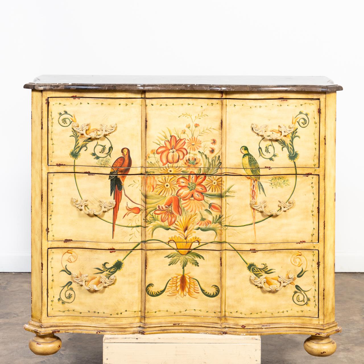 MARBLE TOP TROPICAL DECORATED