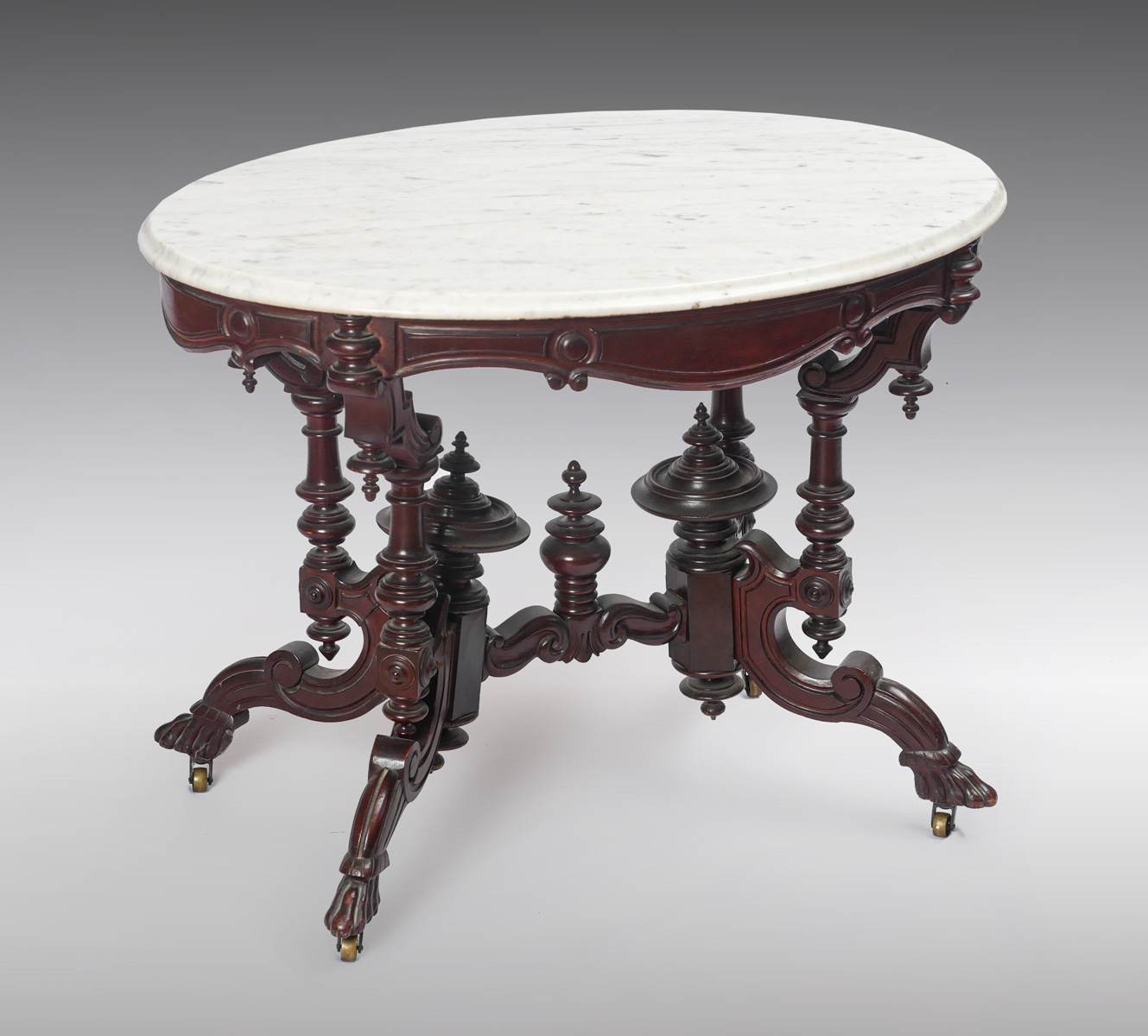 MARBLE TOP VICTORIAN TABLE: White &