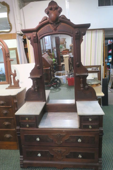 MARBLE TOP WALNUT EASTLAKE