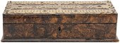 MARBLED WOOD AND BRASS CRIBBAG