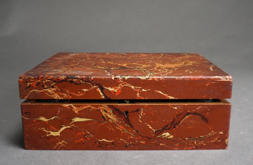 MARBLED WOOD LAP DESK, 19TH