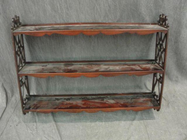 Marbletop Console & Mahogany Shelf.
