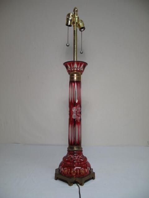 Marbro cranberry cut to clear glass