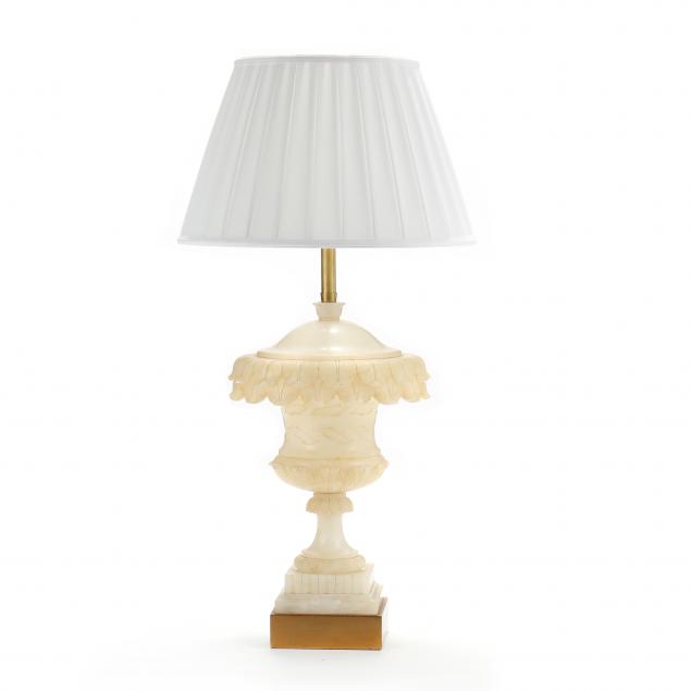 MARBRO, LARGE ALABASTER URN TABLE