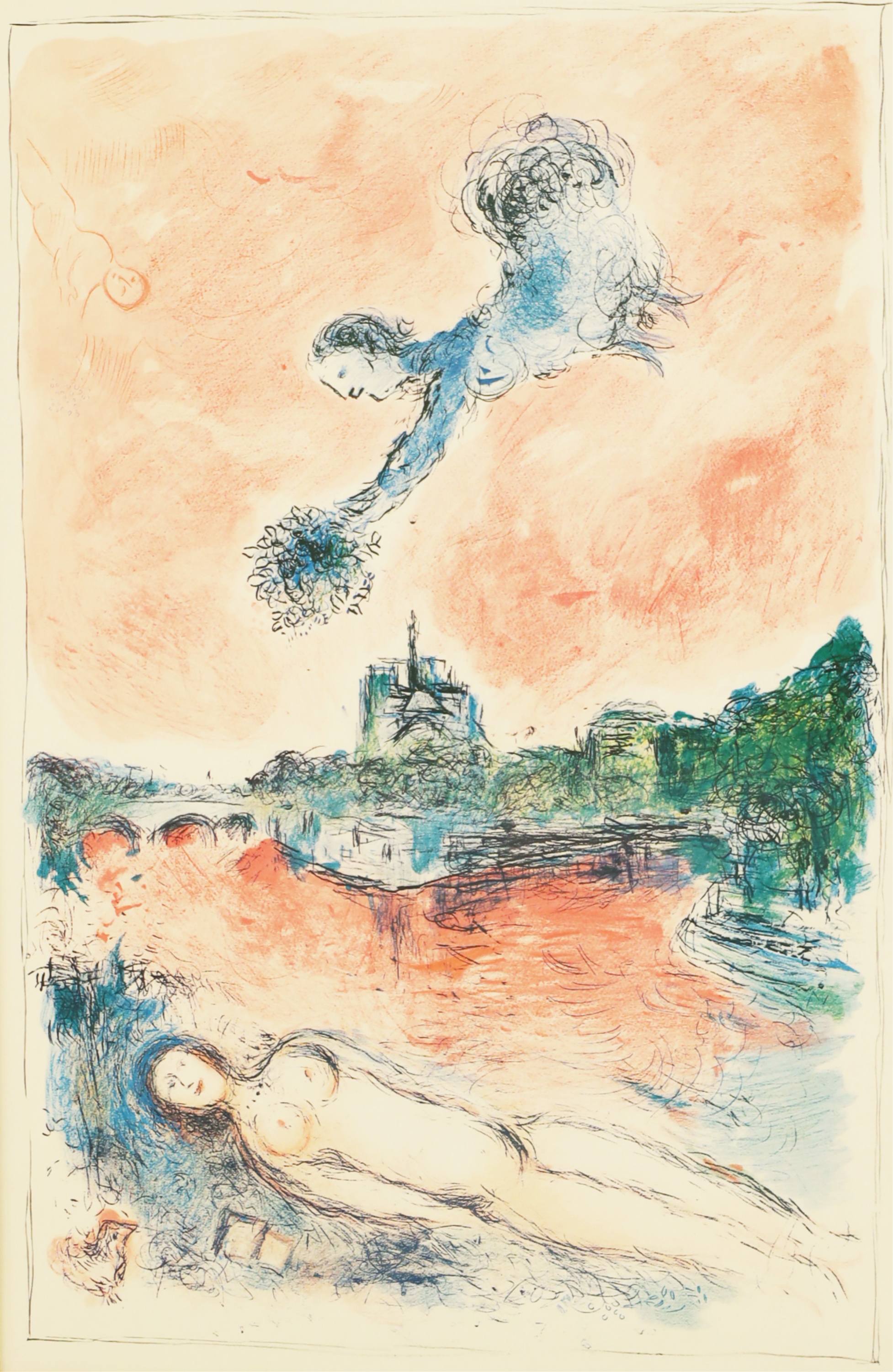 MARC CHAGALL, VUE DE NOTRE DAME