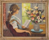 MARCEL DYF "WOMAN READING" OIL