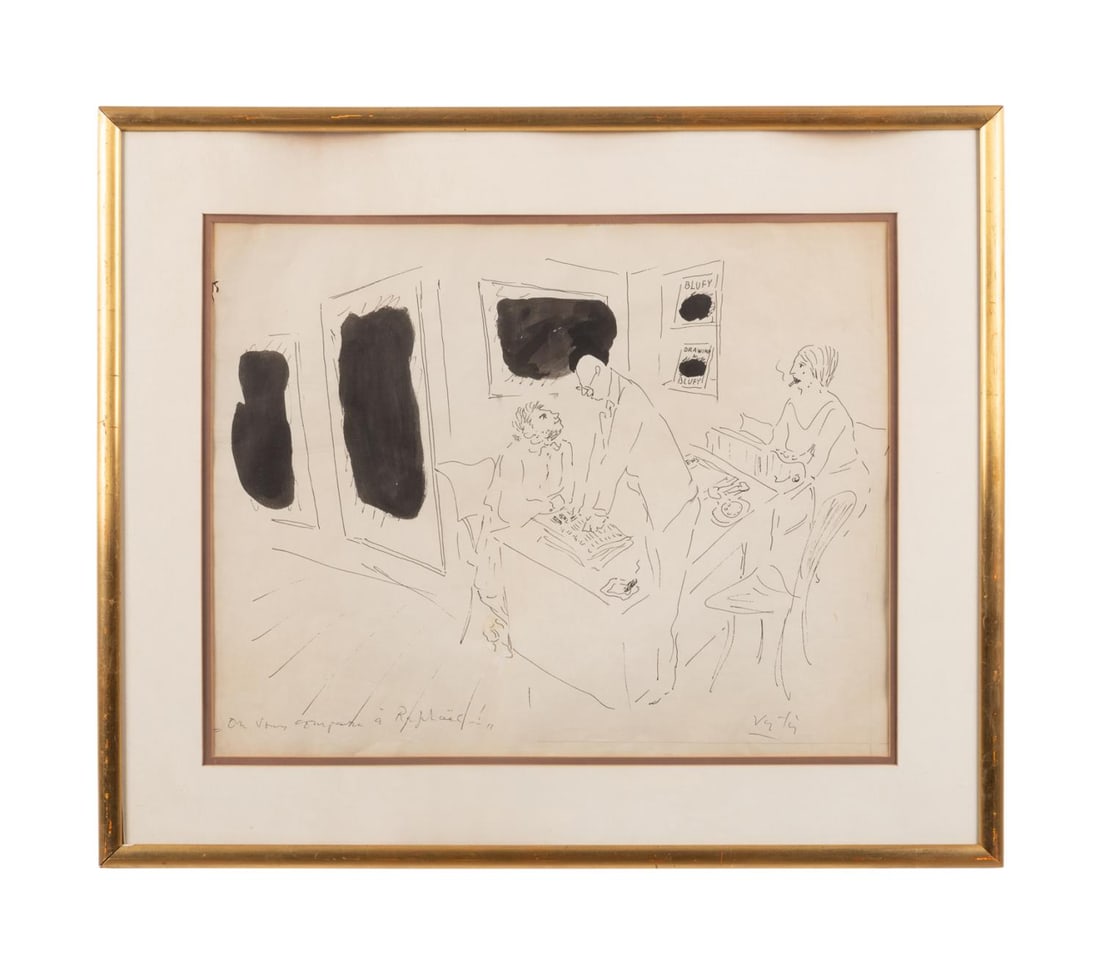 MARCEL VERTES SIGNED INDIA INK
