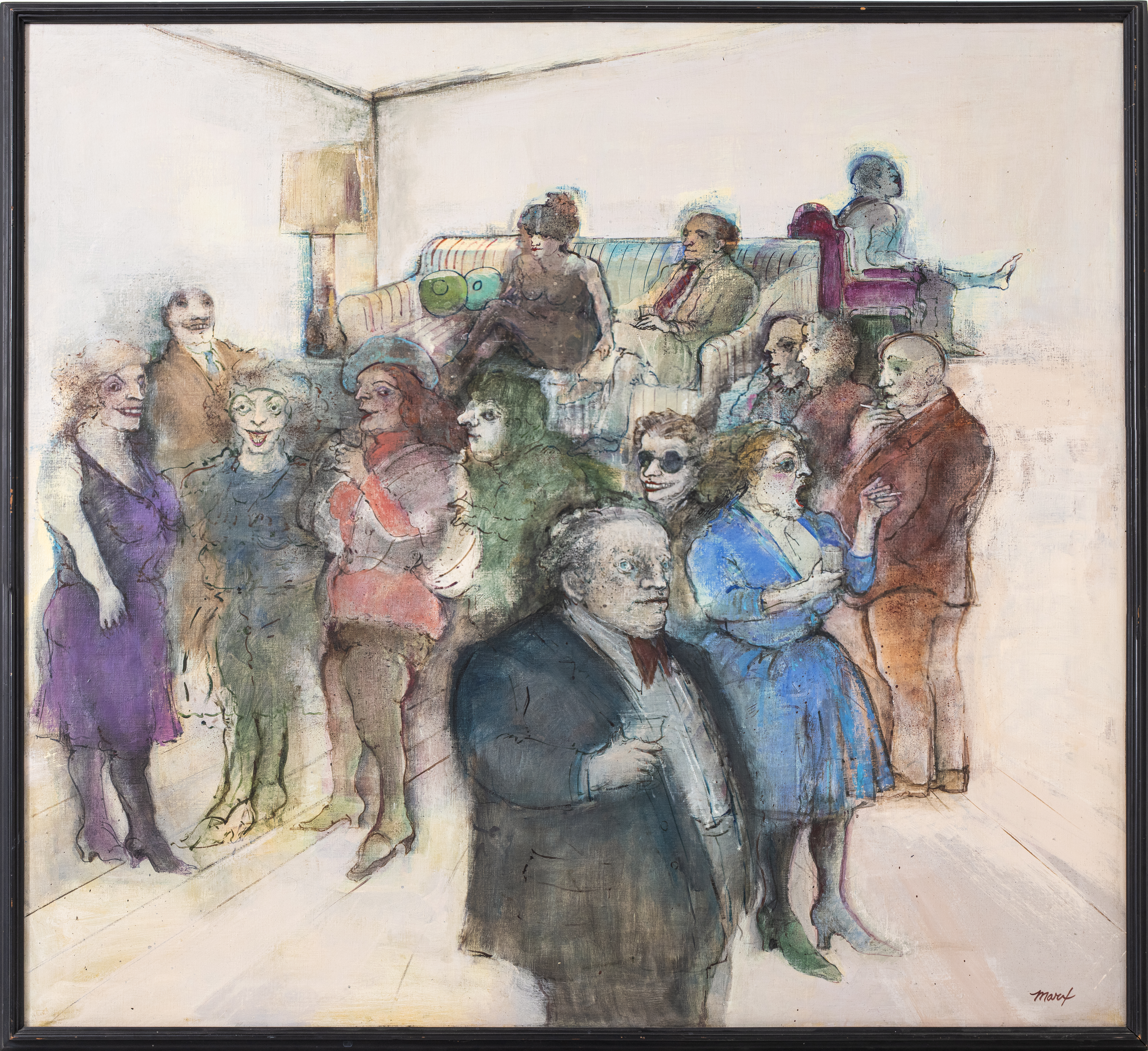 MARCIA MARX "COCKTAIL PARTY" OIL ON