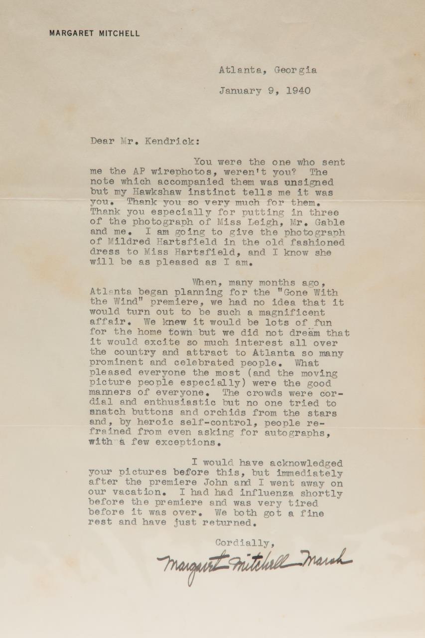 MARGARET MITCHELL SIGNED LETTER,