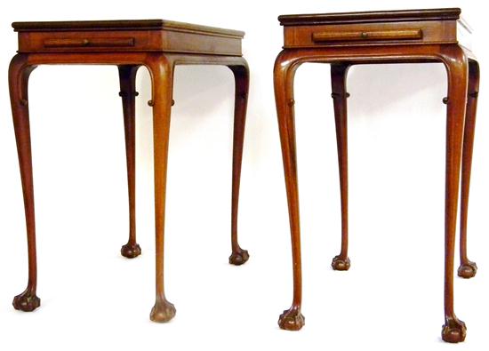 Margolis pair tea tables  mahogany