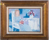 MARI. LADY IN BLUE, OIL Oil on