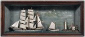 Marine diorama, three-masted s