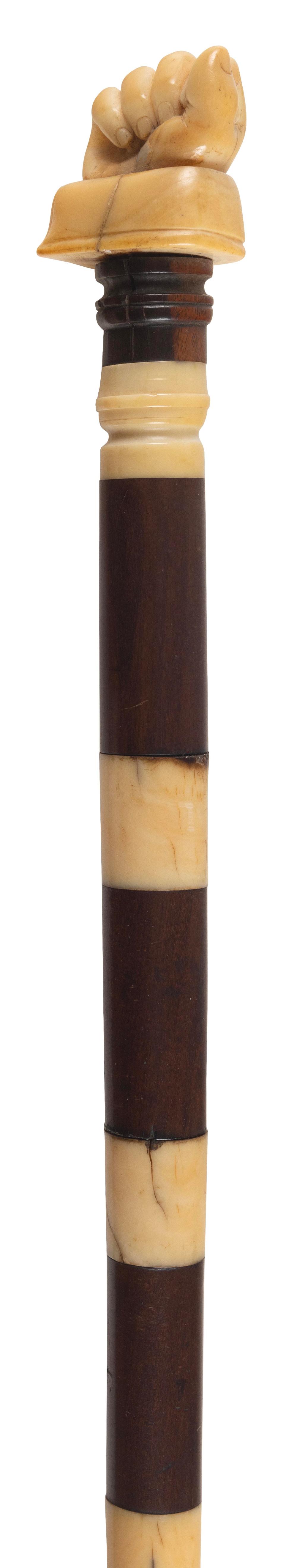 MARINE IVORY AND WOOD CANE WITH
