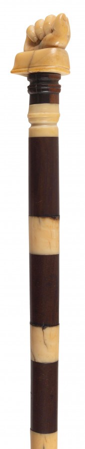 MARINE IVORY AND WOOD CANE WIT