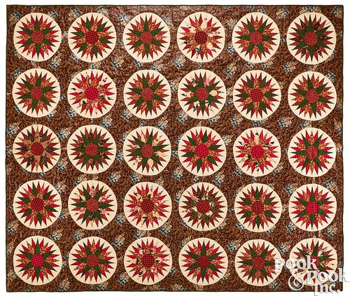 MARINER'S COMPASS CHINTZ QUILT,