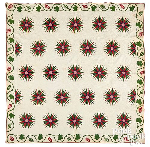 MARINERS COMPASS QUILT, 19TH