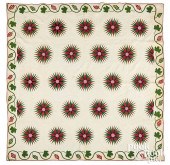 MARINERS COMPASS QUILT, 19TH C